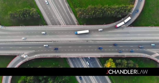 Trucks getting on a highway